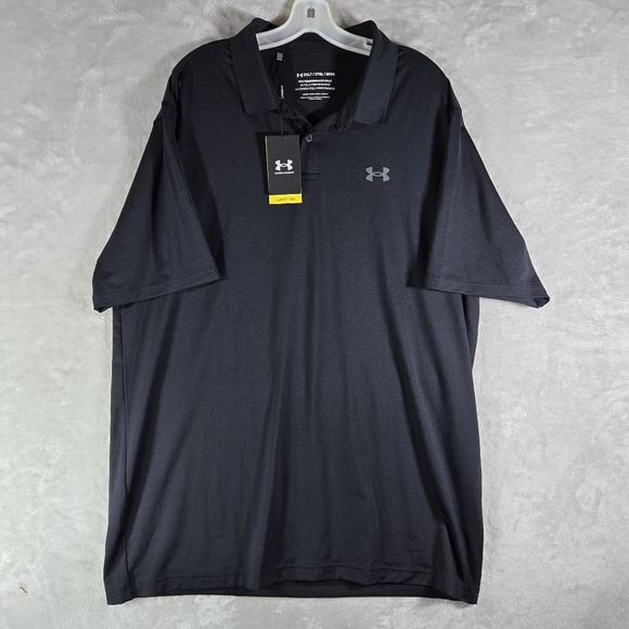 Under Armour UA Performance Golf Polo Mens Size XXLT 2XLT Black Loose Fit NWT - Picture 1 of 8